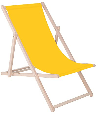 Muntel Klappstuhl Liegestuhl klappbar aus Massivholz, Sonnenliege für Garten, Balkon & Terrasse, Gartenstühle, Gartenliege wetterfest, Strandliege klappbar leicht, Strandstuhl, (Gelb)