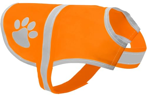 Voarge Gilet de Sécurité Réfléchissant pour Chien, Haute visibilité, Veste réfléchissant Vest de sécurité Veste d'animal de Compagnie pour Nuit à l'extérieur (Orange, L)