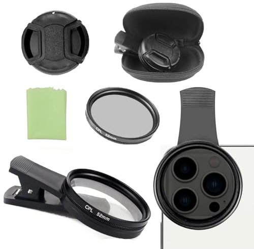 AONAYO Filtro CPL, filtro polarizador de 52 mm, acoplable, filtro ND para iPhone, Samsung, Xiaomi, smartphones Android, etc.