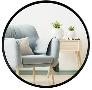 SDlumeiy Moderner runder Wandspiegel 31 cm im Aluminiumrahmen in schwarz, runder Spiegel für Bad, Wohnzimmer, Flurdekoration, Kleiner Spiegel mit Metallrahmen(Schwarz, 31x31 cm) (Schwarz, 31x31 cm)