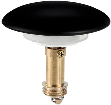Enchufe de latón para lavabo con tapa negra mate de 66 mm, tapón de clic, desagüe de primavera, tipo de prensa, dispositivo de arranque para baño y inodoro