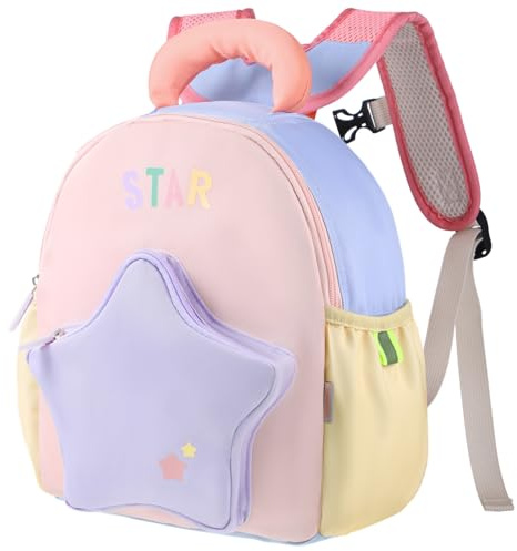 GAGAKU Zainetto Asilo Bambina Zaino per Bambini da 2 a 4 anni 30cm Mini Zaino Asilo Bimba da Viaggio Traspirante Comodo Tracolla Regolabile, Tasche Laterali - Stella