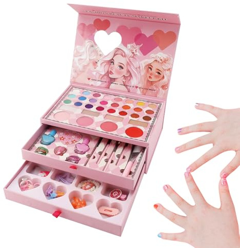 Kit Trucco Bambini,Giocattoli di Finzione Trucco | Giocattolo Cosmetico Educativo per Ragazze Ideale per Feste da Principessa Compleanni Spettacoli Teatrali e Festival