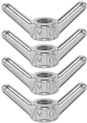 PATIKIL Wing Nuts, 4 Pcs M10 x 1.5 304 Stainless Steel Wing Nuts Fasteners Parts Metric Thread for Repair Install House Furniture Boat, Silver