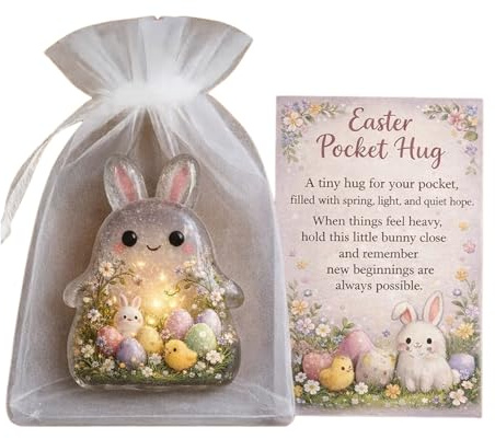 Tarjetas inspiradoras con temática de Pascua, diseño de liebre acrílica, tamaño de bolsillo, tarjeta de aliento para familiares y amigos, tarjeta de bolsillo de regalo de Pascua