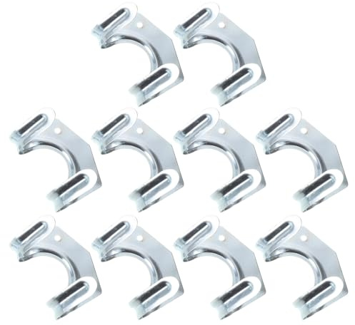 HONITANO 10 Ganchos de Pared de Hierro Curvados Doble Orificio, Resistentes y Compactos, para Colgar Ropa, Toallas y Bolsos en Dormitorio, Cocina o Balcón, Montaje Doble Tornillo,