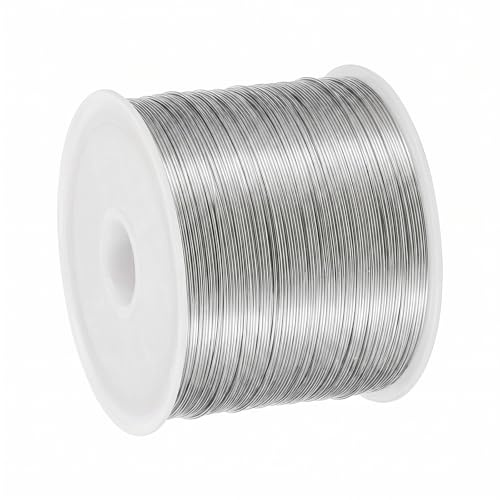 1 rulle pysseltråd silver, smyckestråd, tråd för pyssel, rostfri ståltråd 100 m x 0,4 mm, böjbar pysseltråd för smyckestillverkning, gör-det-själv, hantverk (silver)