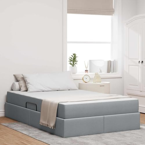 zylophax Förvaringssäng med madrass ljusgrå 120 x 190 cm polyester metallram förvaringssäng med hydraulisk lyftmekanism för sovrum familjesäng