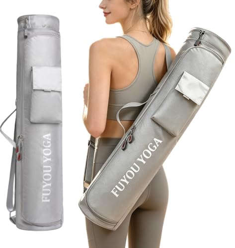 Vikbar yogamatta, bärbar yoga-väska, multifunktionell yogamattväskor, yogamattväska för gym, yoga och pilates, 76 x 15,5 cm, silver, 1 st