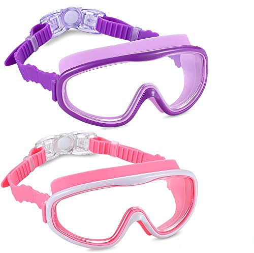 2 Pack Kids Swim Goggles, Swimming Glasses for Children from 3 to 15 Years Old