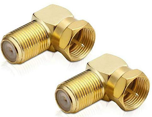 conecto 90-Grad-Winkeladapter F-Stecker auf F-Buchse, Adapter zum Abwinkeln eines F-Anschlusses vergoldet (2 Stück)