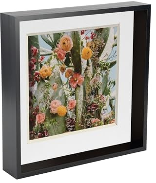 Nicola Spring 10 x 10 3D Shadow Deep Box Photo Frame - Craft Display Picture Frame with 8 x 8 Mount - Black