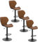 EUGAD 4X Barhocker Bistrohocker Designer Hocker Tresenhocker Retro höhenverstellbar und 360° drenbar mit Rückenlehne aus Kunstleder Metall Braun, 0662BY-4