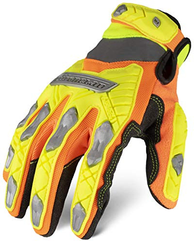 Ironclad Command Impact Work Gloves; Touch Screen Gloves Conductive Palm & Fingers, Impact Protection, Machine Washable, Sized S, M, L, XL, XXL (1 Pair), Hi-viz Yellow & Orange (IEX-HZIL1-03-M)