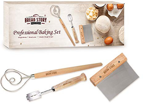 Professional Baking Kit Bread Lame, Danish Whisk Set and Wooden Scraper