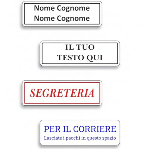 Targa Posta Alluminio con Biadesivo | Personalizzabile 1‑4 Righe | Resistente Esterno & Interno | Targa Cassetta Postale (Alluminio Colore Bianco, Misura 80x25mm)