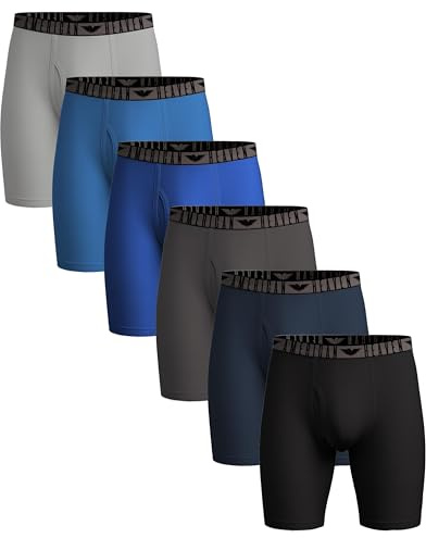 AMERICAN HEAVEN Men's Knee Length Boxer Briefs | Ultra Soft - Stretch Base Layer Boxer Brief with Fly | Multi-Packs & Colors