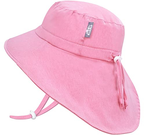 JAN & JUL Toddler Hats for Girls UPF 50 Wide Brim Waterproof (M: 6-24 Months, Pretty Pink)