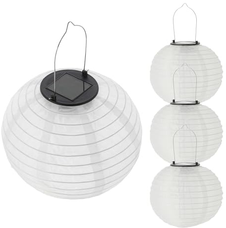 LED-solcell av nylon – 4 stycken 20 cm – trädgårdsdekoration belysning varm vit – solcell lykta lysande kula dekorativ lampa festljus för utomhusbruk, väderbeständig