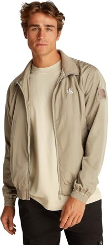 Calvin Klein Cortavientos Hombre Unpadded Harrington con cuello alto, Beige (Stone Gray), L