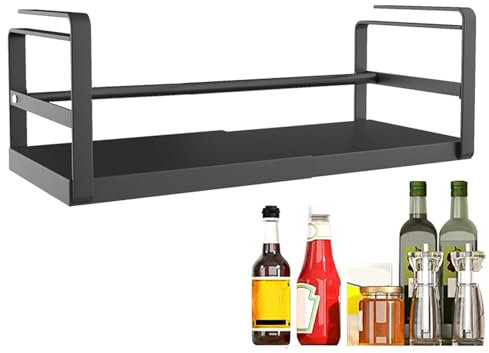 Cesta para debajo del estante – Soporte para botellas de condimentos colgante debajo del gabinete – Cestas telescópicas que ahorran espacio para cocina, despensa, baño, lavandería