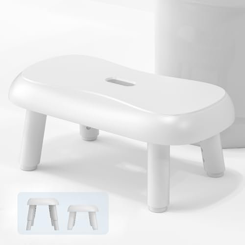 Verstellbarer Toilettenhocker Erwachsene, Badhocker, 4 Höhen Von 17-23 cm Klohocker Für Schwangere/‌Der Alte/Kinder, Beine Aus Manganstahl Mit Anti-Rutsch-Pads, Linderung Von Verstopfung Blähungen