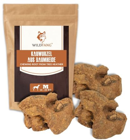 Wildfang® Radice di Erica Arborea per Cani, Taglia M – Giocattolo Naturale da Masticare, senza Schegge, Indistruttibile, Cura dei Denti & Gioco (per Cani 15–25 kg), 3 pz