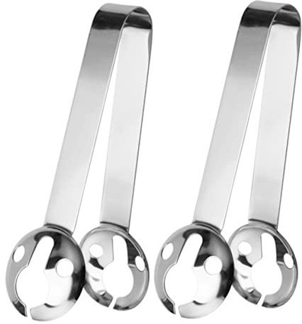 Cabilock 2pcs Stainless Steel Tea Bag Holder Spoon Heat Resistant Tea Strainer Squeezer Tongs for Home Kitchen Bar