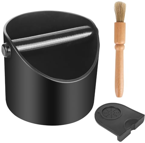 elthmpr Coffee Knock Box - Coffee Bin with Coffee Tamping Mat, Coffee Accessories Barista with Removable Knock Bar Coffee Machine Accessories Espresso Knock Box Coffee Bin for Coffee Ground