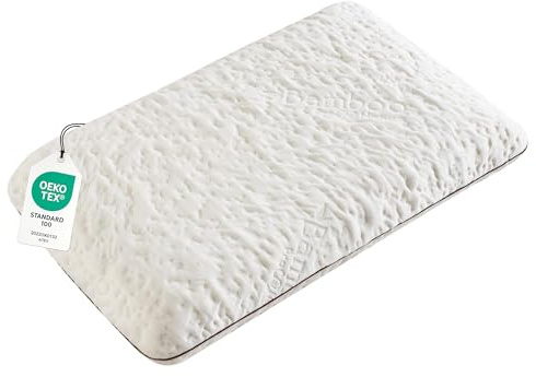 MEFOPILO Almohada de espuma viscoelástica para dormir, 27.5 x 16.5 x 5.9 pulgadas, funda suave transpirable, alivia el dolor de cuello, espalda, estómago, dormir de lado, color blanco