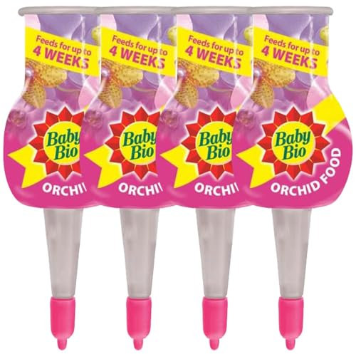 HOCHSTE® Baby Bio Orchid Drip Feeders 40ml 2x40ml or 4x40ml Pack Automatic Plant Food Easy Orchid Fertiliser Lasts 4 Weeks Indoor Use for Bright Blooms & Healthy Leaves Simple Mess Pink 4 - Pack