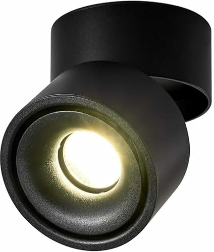 PRIMEGA Foco LED empotrado negro y blanco multi-ángulo plegable COB Spot negro 10W luz neutra 4000-4500K