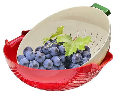 Scodella per Lavare Frutta - Colino Scolaverdure con Sgocciolatoio | Utensili per Scolare e Pulizia, da Cucina per Frutti di Bosco, Pasta, Verdura, Picnic, Campeggio, Casa, Appartamento
