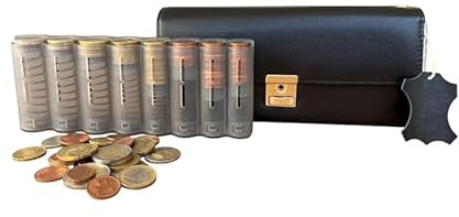 Fixgut Set da cameriere professionale con borsa a fondina, borsa da cameriere e cambio valuta euro, Nero , Leder, Classico