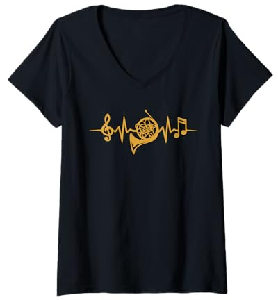 Femme Corniste Musicien Cor d'harmonie T-Shirt avec Col en V