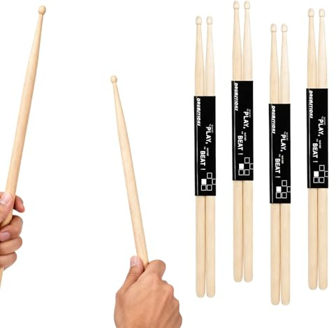 Zynqo 4 Pairs Drum Sticks 5A, Maple Wood Tip Drumstick Drum Sticks for Electric Drums Classic Maple Wood Drumsticks Drums Accessories for Adults Kids and Beginners Practice (wood)