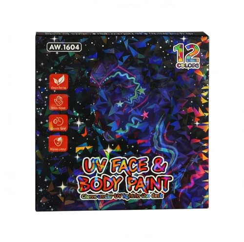 Fluorescenti Matite Trucco per Viso e Corpo, 12 Colori Lavabile, Halloween Make Up Body Painting Colori Face Painting Colori, Pittura Corpo Sicuro e Non Tossico, Trucco Teatrale, Effetti Speciali