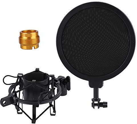 Mikrofonstötfäste med popfilter, dubbelmaskigt mikrofonpopfilterkondensor Professionell mikrofonstativstativ Stativsats Brusreducering för studioinspelning Podcasting