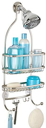 iDesign York Metal Wire Hanging Shower Caddy, Satin Silver
