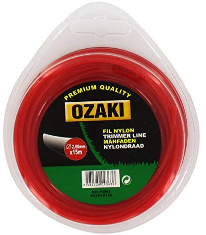 OZAKI - Bobine Fil Nylon Carré - Longueur 15m - Ø 2,00mm - Matières Vierges - Haute Durabilité - Excellente Tenue À L'Œillet