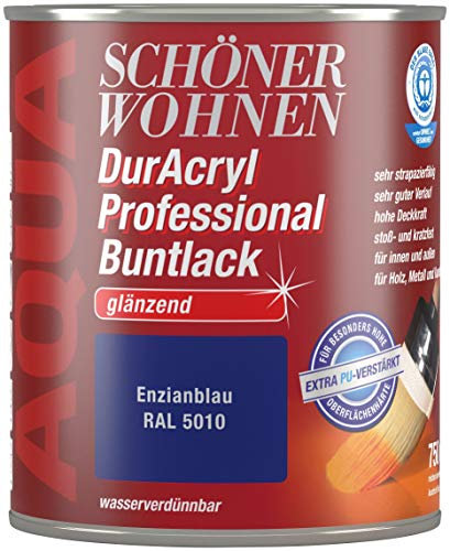 Schöner Wohnen Duracryl Professional Buntlack 0,75L enzianblau RAL 5010 glänzend