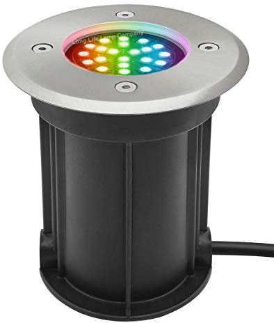 Long Life Lamp Company Outdoor Walk Over Recessed Ground Light Round Up Lighter IP67 Waterproof GU10 Holder Driveway Garden Pathway Patio GL09K (Automatic RGB)