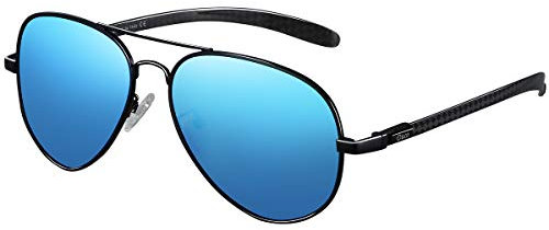 DUCO Sonnenbrille Für Herren Pilotenbrille Polarisiert Fliegerbrille Metallrahmen Sonnenbrillen Damen Unisex Piloten Sonnenbrillen UV400 Pilot Flieger 3025S (Blau)