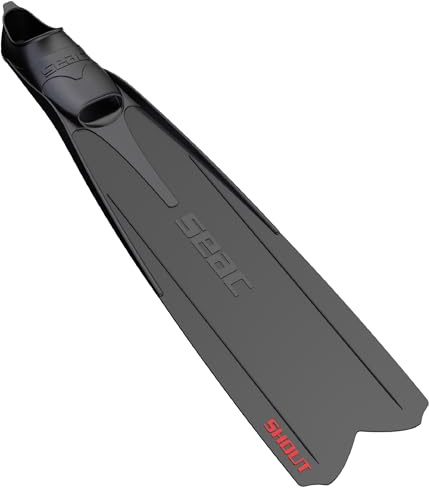 SEAC Shout Pinne Lunghe per Pesca Sub, Apnea e Immersioni, Unisex Adulto, Nero, 43/44 EU