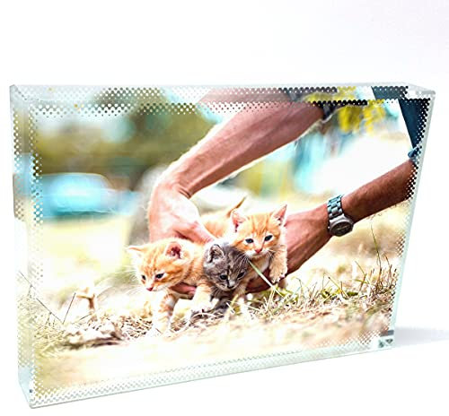 ShopQuality4U Full Picture Print Personalised Printed Large Crystal Block (13 x 9cm), Custom Photo Glass Block, Birthday Present, Mothers Day Gift