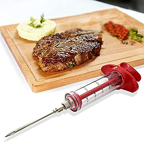 Siringa da Cucina/siringa per condimento, siringa per marinata e condimento, utensile da Cucina in Acciaio Inox (White)