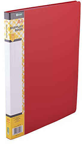 D.RECT Display Book PP A4 20 Sleeves Solid Red Presentation Folder