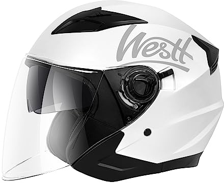 Westt Casco Jet Casco Scooter con Doble Visera ECE 22.06 Homologado