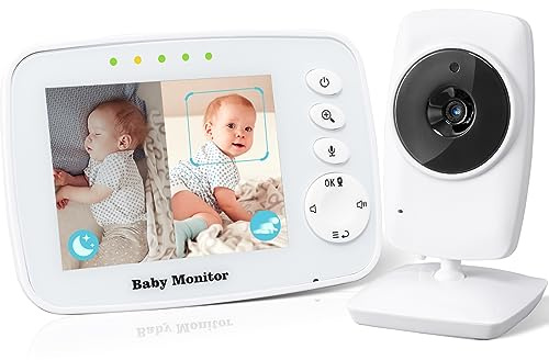 VASEN Vigilabebés con Cámara Pantalla LCD 3,2'' Cámara Vigilancia Bebé Comunicación Bidireccional Monitor para Bebés Visión Nocturna