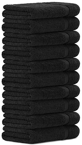 Luckytowel 10er Set Duschtücher 70x140 cm 100% Baumwolle, 600g/m² Oeko-Tex Duschtuch-Set 10er Pack Schwarz